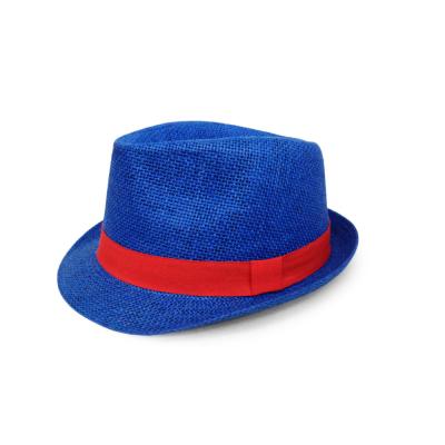 China Logotipo feito sob encomenda 56cm da cor azul unisex de Fedora Panama Trilby Hat Adjustable à venda