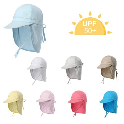 China Swim Blank Children Flap Cotton Cap Beach Uv Summer Kids Play Hats Upf 50+ for sale