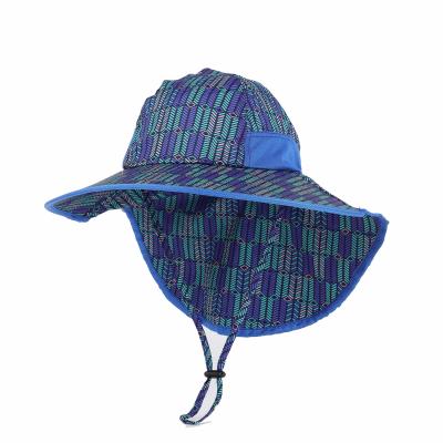 China ODM pesquero azul del poliéster del algodón de Searsucker Upf 50 del sombrero de la playa del niño en venta