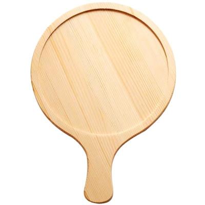 China Food Grade Wooden Design Soild Stored 100% Bamboo Round Pizza Serving Tray Dish Plate With Handle Custom Food Tray for sale