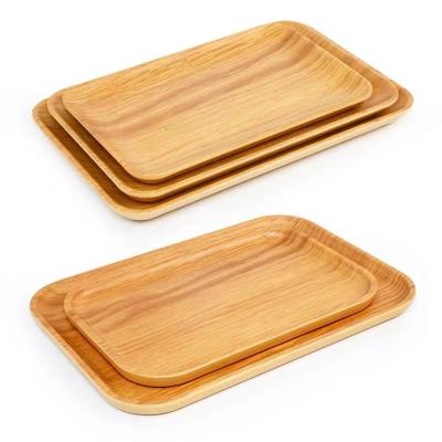 China Rustic Tea Pllate Tray Customized Solid Wood Serving Square Dish Food Walnut Dessert Tray Rustic Wooden Cafe de madera de bandeja Tray Customization for sale