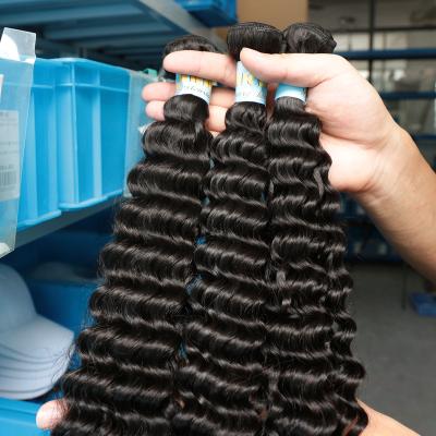 China Free Sample Mink Brazilian Hair 10a Grade Soft Thick Thin Hair Barely Shedding Extension , Wholesale Raw Virgin Cuticle Aligned Deep Wave Hair Bundles for sale