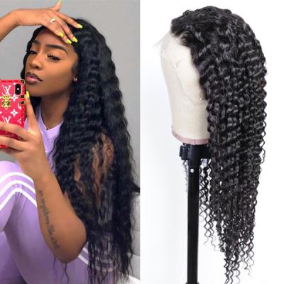 China Barely Shedding Thick Smooth Soft Deep Lace Front Wig, Brazilian Virgin Hair RLN Wave Hair Wig For Black Women, Pre Pluck Lace Wig With Baby Hair for sale