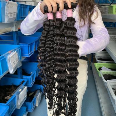 China Factory Price Barely Shedding Thick Soft Soft Human Citicle Aligned Hair, Unprocessed Virgin Brazilian Natural Color Deep Wave Hair Bundles for sale