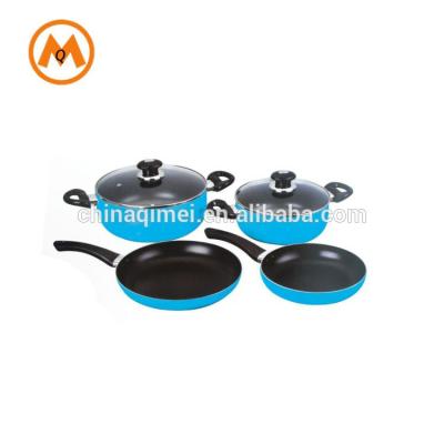 China Sustainable aluminum non-stick or ceramic coating cookware set with two fry pans for sale