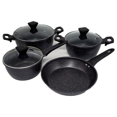 China Sustainable Kitchenware 7pcs Cookware Set Iron Cookware Pans And Non Stick Coating for sale