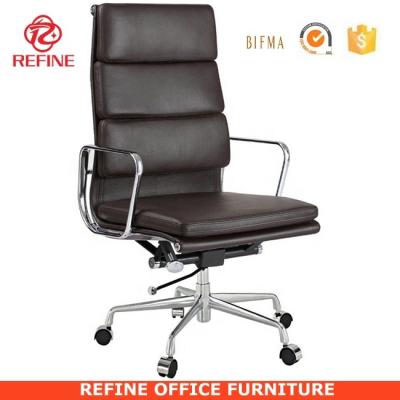 China (Height)Adjustable Classic Dark Brown Italian Leather Soft Pad Office Manager Chair for sale