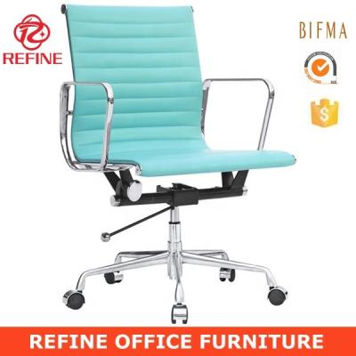 China (Height)Adjustable Swivel Low Back Modern Blue Leather Office Chairs RF-S072H for sale