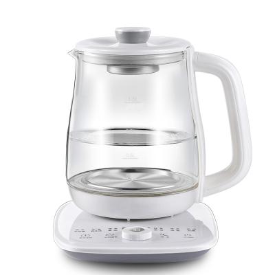 China 360 Rotation ODM Multi-use Degree Base 1.5L Electric Kettle with Borosilicate Glass for Heath Tea Coffee for sale