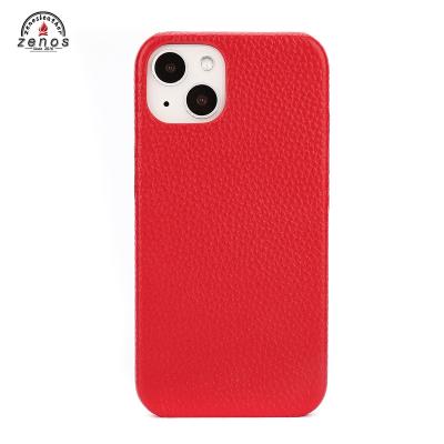 China Phone Case Factory Patent Product PC+Leather Shockproof Genuine Leather Mobile Case For Iphone 13 Series Pebbled Phone Case for sale