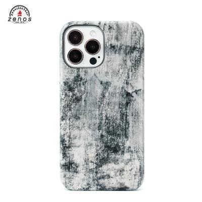 China Anti-fall Marbling Painted Leather Phone Case For iPhone 13 Series Pattern Genuine Leather Hand Painted Phone Case for sale