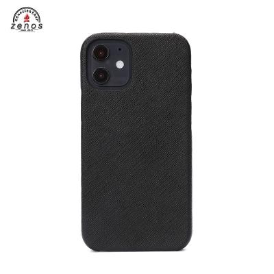 China Zenos OEM Minimalist ODM Mobile Phone Cover Custom Genuine Leather Saffiano Phone Case For Iphone 12 Series for sale