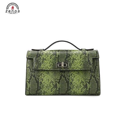 China Fashion Zenos Customize Logo 2020 Newest Lady Leather Handbag Genuine Python Leather Women Bags Fashion Bag With Adjust Strap for sale