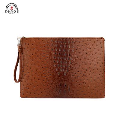 China Fashion crocodile pattern and 2021 ostrich leg clutch bag middle east ladies handbag briefcase leather factory customization for sale