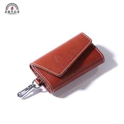 China Vintage Real New Design Zenos Leather Key Chain Holder Metal Key Chain Hook Irregular Bag and Coin Key Ring Zipper for sale