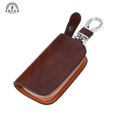 China Zenos OEM ODM Brown Wallet Car Key Case NATIONAL Genuine Leather Electronic Holder for sale