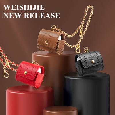 China Luxury Case For AirPods Pro, Handcrafted Design Genuine Leather AirPods 3 Case With Crocodile Pattern, Metal Leather Chain For Men Wome for sale