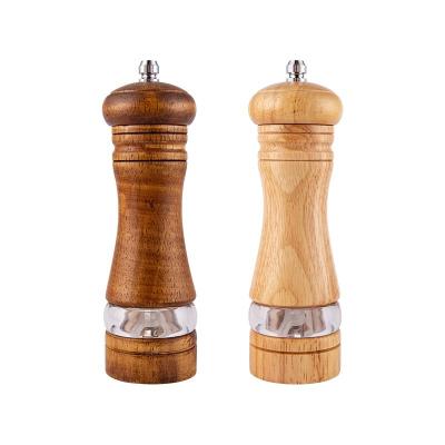 China Sustainable Wooden Salt And Pepper Grinder Pepper Mill Condiment Set With Ceramic Grinder For Kitchen Household for sale