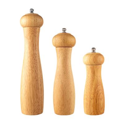 China Customized Viable Wooden Rubber Wooden Salt and Pepper Mill Grinderwith Adjustable Coarseness, Tableware Gifts for sale