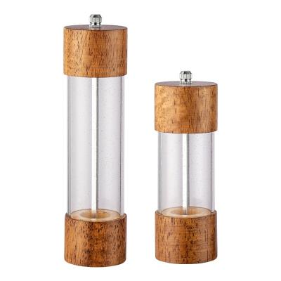 China Sustainable Manual Salt Pepper Mill With Mechanism Kitchen Spice Ceramic Grinding Rubber Wooden Pepper Mill for sale