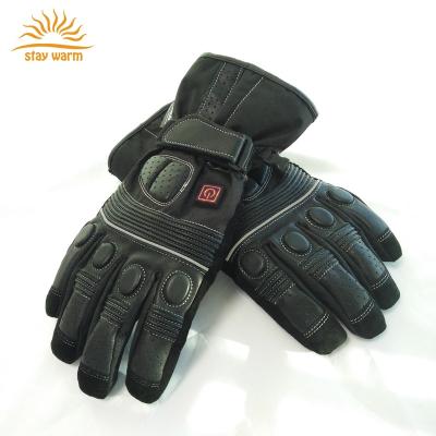 China Sports Carbon Fiber Heating Elements Motorcycle Rechargeable Battery Operated Heated Leather Gloves With Three Temperature Settings for sale