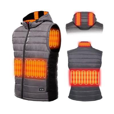 China New technology design 5v waterproof electric heating enthusiast vest with detachable hood with two ear warm heating pads for sale