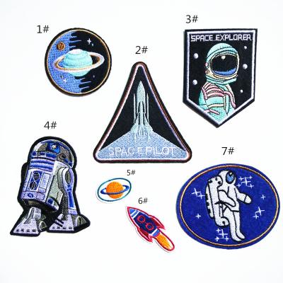 China Viable Patch Embroidery Cloth 7pcs /bag Space Planet Rocket Patch DIY Iron On Clothing Accessories Patch for sale