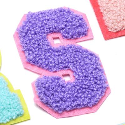 China Sustainable Chenille Embroidered Patch A To Z Letters Iron On For Popular Clothing Hat Embroidery Patches for sale