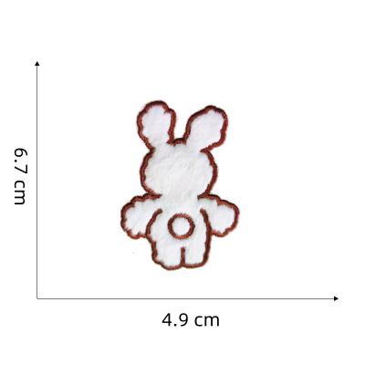 China Viable Bunny Embroidered Patches For Clothing Cute Anime Stick On Patches Stripe On Clothes Applique Jacket Jeans Patch for sale