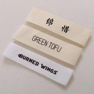 China Washable Cotton Labels Garment Labels Organic Cotton Fabric Label Clothing Labels for sale