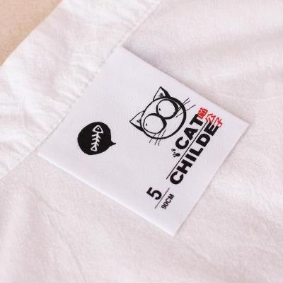 China Washable Custom Woven Damask Cotton Label Clothing Garment Brand Label for Bags Shoes Clothes for sale