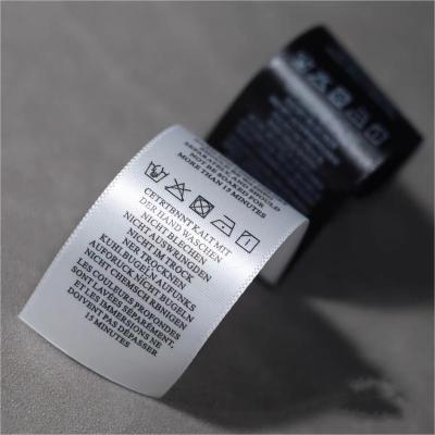 China Wholesale Custom Satin Washable Labels Silk Screen Printing Wash Care Labels Instruction Symbols Wash Mark For T-shirts for sale