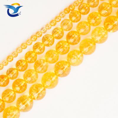 China DIY Fashional Beads Natural Citrine Beads For Jewelry Making Gemstone Round Beads Crystal Energy Stone Healing Power DIY Bracelet Loose Necklace for sale