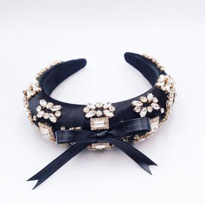 China Braided Headband Bling Black Rhinestone Crown Headband Women Hair Band Vintage Hair Circle Hair Circle Gift for sale