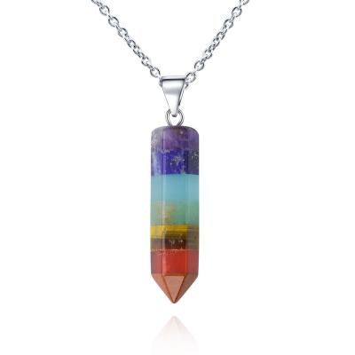 China High Quality 7 Chakra Stones Necklace Gemstone Necklace Energy Pendant Crystal Divination Pendulum Healing For Women Girls for sale