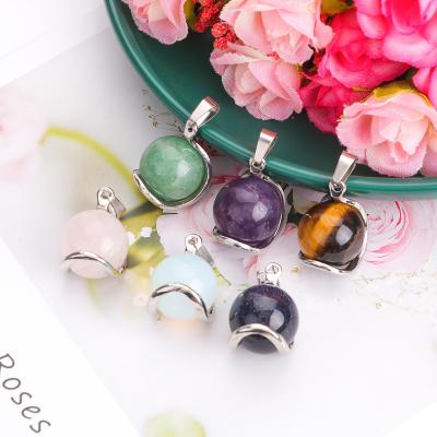 China High Quality Crystal Lucky Bead Pendant Necklace Healing Crystal Gemstone Necklace Balance Chakra Stone Women's Jewelry Gift for sale