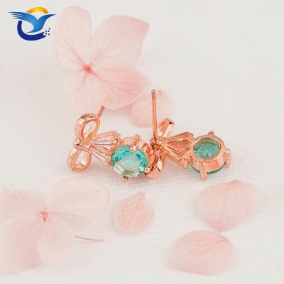 China Creative Bow Knot Earrings High Quality Fashion Colorful Zircon Earrings Copper For Women Jewelry for sale