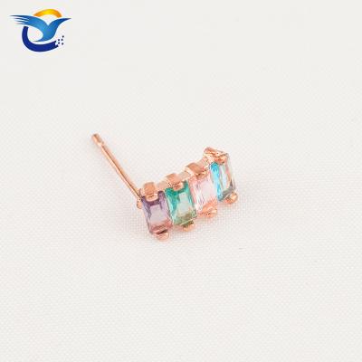 China High Quality Recommend Colorful Copper Plated Stud Jewelry Square Cubic Zirconia Stud Earrings For Women for sale