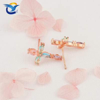 China High Quality Good Selling Copper Alloy Earrings Zircon Cross Dangle Earrings Jewelry For Ladies for sale