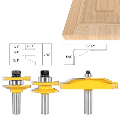 China Furniture 12mm Leg Rail and Stile Ogee Blade Cutter Cabinet Panel Expanded Router Bit Set Door Tenon Woodworking Tools for sale