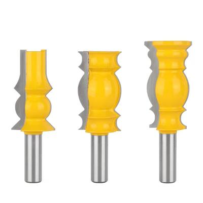 China Furniture 3pcs 12mm Leg Crown Molding Router Bit Line Set Tenon Milling Cutters Woodworking Crown Molding Tools for sale