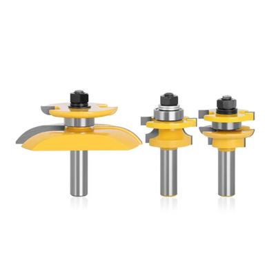 China Furniture 3pcs 12mm Leg Round Over Rail And Stile Cove Panel Riser Router Bit Set Tenon Cutter Woodworking Milling Cutter for sale