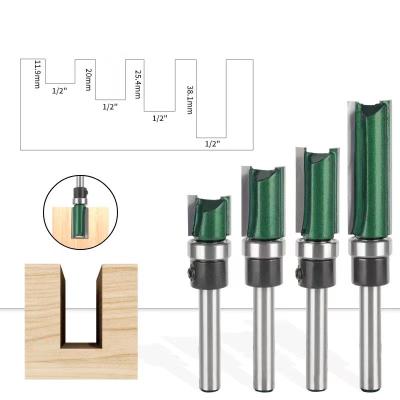 China Furniture 1pcs 6mm Leg Gauge Trim Hinge Mortising Router Bit Straight Trimmer Cleaning Flush Trim Tenon Cutter for sale