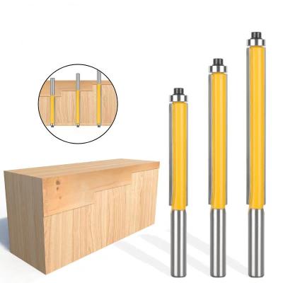 China Furniture 1pcs 8mm Long Leg Blade Trim Flush Router Bit Dia3/8 With Bearings For Gauge Pattern Wood Milling Cutter for sale