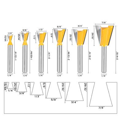 China Common Furniture 1/4 Leg Dovetail Router Bit Woodworking Engraving Milling Cutter Wood Working Tools for sale