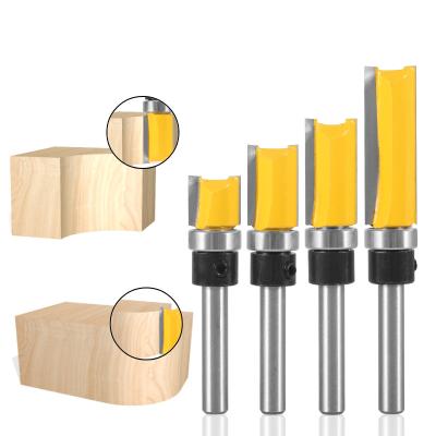 China Furniture 4pcs Set Dia1/2inch Fimmer 1/4 Inch Leg Template Router Bits Cleaning Trim Flush Tenon Cutter Gauge Edge Wood for sale