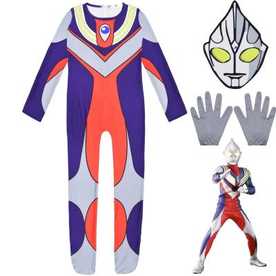 China Polyester Tiga Ultraman Cosplay Costume For Kids Ultraman Stage Costumes For Boys Little Boy Lovely Jumpsuit Overalls for sale