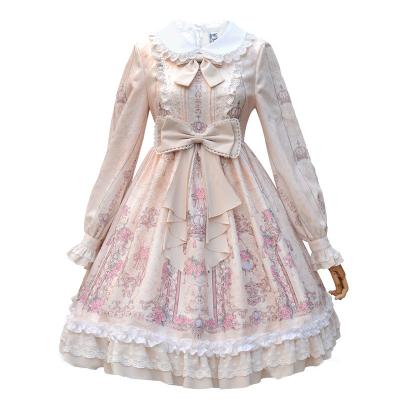 China Original design Lolita Dress Skirt For Girl sweet op Lolita Dress Skirt For Girl new European side spring summer sweet side stripe bubble bow lace bow collar for sale