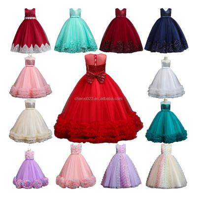 China Breathable 2023Girls Princess Dresses Embroidered Gown Flower Girl Wedding Evening Dress Ball Gown Tutu Children Party Clothes Kids Dresses for sale