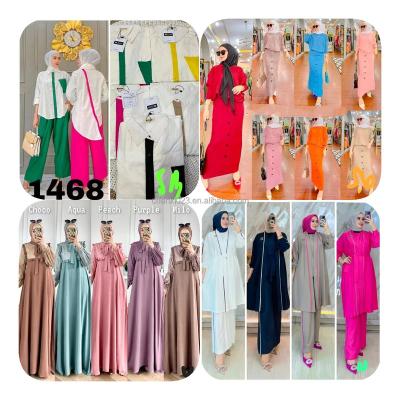 China Washable 2023 New Arrival Muslim Women's Clothing Casual Dress Islamic Cardigan Long Sleeve Chiffon Dress for sale